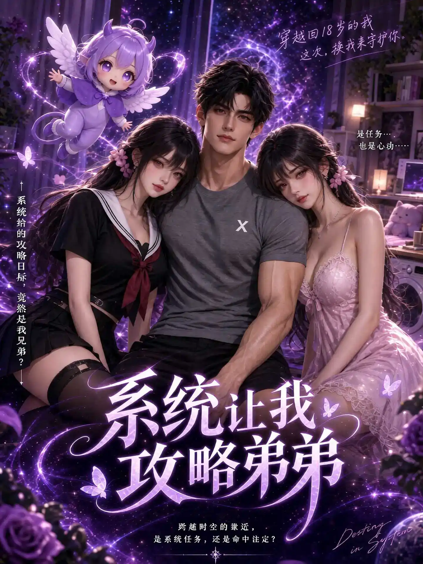 夫妻游戏第一季短剧封面，七位白衣演员站在酒店门口