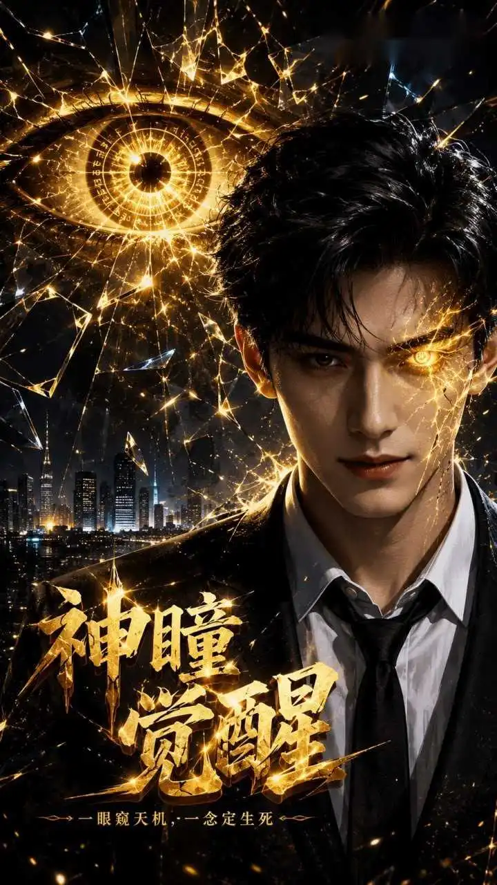 时空手机短剧海报，男子拿着手机被两位女性搂着